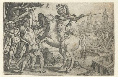 Horace Cocles försvarar bron över Tibern Berättelser från tidig romersk historia (serietitel) av Georg Pencz