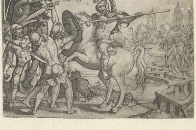 Horace Cocles försvarar bron över Tibern Berättelser från tidig romersk historia (serietitel) av Georg Pencz
