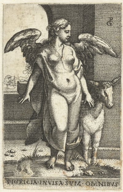 Luiheid (Pigritia Acedia) Pigricia invisa tång omnibus (titel på objekt) Zeven Hoofdzonden (serietitel) av Georg Pencz