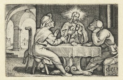 Måltid i Emmaus Life of Christ (serietitel) av Georg Pencz