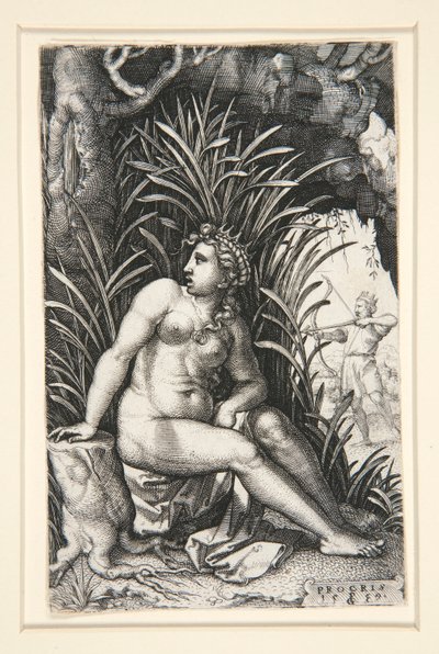 Procris och Cephalus, från serien The Greek Heroines av Georg Pencz
