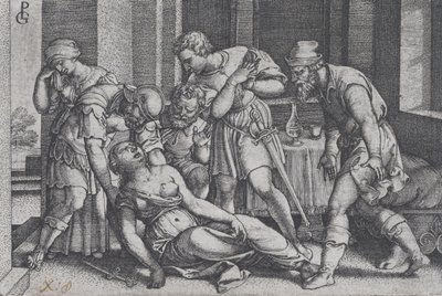 Suicide of Lucretia, från Scener ur romersk historia. av Georg Pencz