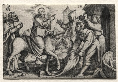 Jesu Kristi liv: Kristus går in i Jerusalem, ca. 1534-35. av Georg Pencz
