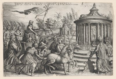 Kyskhetens triumf på kärleken, från Petrarkas triumfer. av Georg Pencz