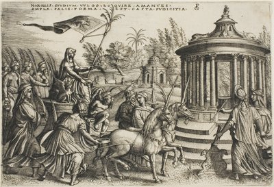 The Triumph of Chastity, tallrik två från The Triumphs of Petrarch av Georg Pencz