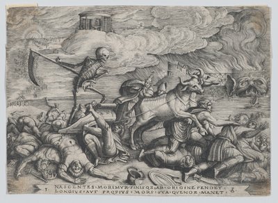 Dödens triumf i tiden, från Petrarkas triumf. av Georg Pencz