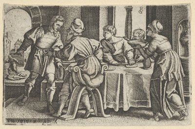 Tobias lämnar bordet, från The Story of Tobias, 1543. av Georg Pencz