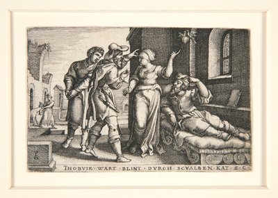 Tobit Blinded, pl. 3 från serien The Story of Tobit av Georg Pencz