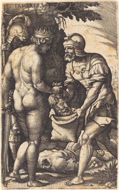 Tomyris med Cyrus huvud av Georg Pencz