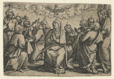 Den helige Andes utgjutelse Pingst Life of Christ (serietitel) av Georg Pencz