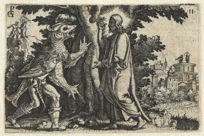 Kristi frestelse av djävulen Life of Christ (serietitel) av Georg Pencz