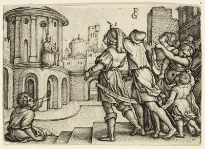 Virgil trollkarlen hänger i korgen av Georg Pencz