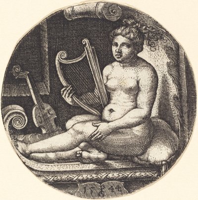 Kvinna med en harpa av Georg Pencz