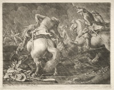 skärmytsling mellan preussiska och ungerska husarer av Georg Philipp I Rugendas