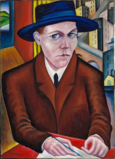 Porträtt av Oskar Maria Graf av Georg Schrimpf