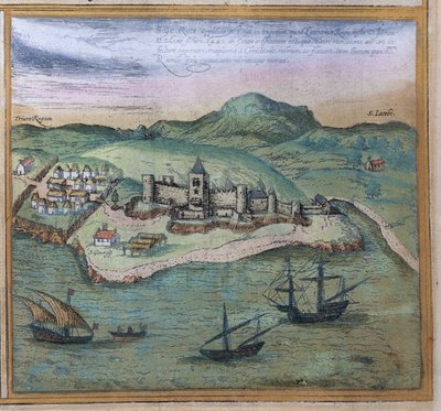 Elmina från Cities of the World, c.1572 av Georg Braun und Franz Hogenberg