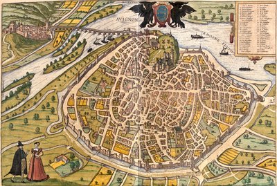 Avignon, Frankrike av Georg and Hogenberg Franz (1535 90) Braun
