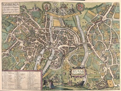 Bambergen (Tyskland) (gravyr) av Georg Braun and Hogenberg Franz