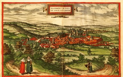 Blamont, lantlig stad i Frankrike av Georg and Hogenberg Franz (1535 90) Braun
