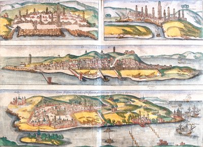 Casablanca, Azemmour, Diu, Goa, Marocko, Indien av Georg and Hogenberg Franz (1535 90) Braun