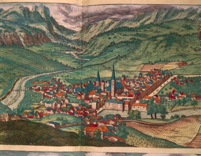 Staden Bressanone, från Cities of the World av Georg Braun av Georg Braun and Hogenberg Franz