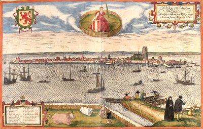 Dordrecht, Nederländerna av Georg and Hogenberg Franz (1535 90) Braun