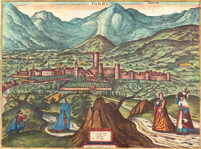 Fondi, Italien av Georg and Hogenberg Franz (1535 90) Braun