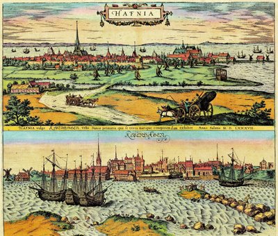 Hafnia / Kobenhavn, Danmark av Georg Braun and Hogenberg Franz