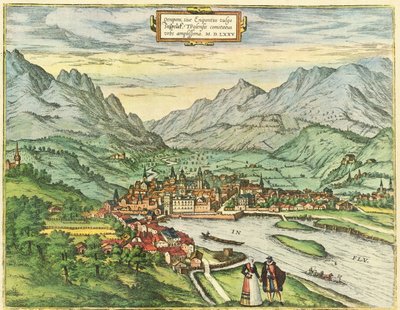 Innsbruck, Österreich, Tirol von Georg and Hogenberg Franz (1535-90) Braun