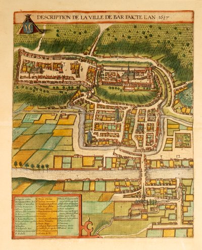 Karta över Bar-Le-Duc från Civitates Orbis Terrarum av Georg Braun av Georg Braun and Hogenberg Franz