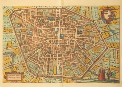 Karta över Bologna från Cities of the World av Georg Braun av Georg Braun and Hogenberg Franz