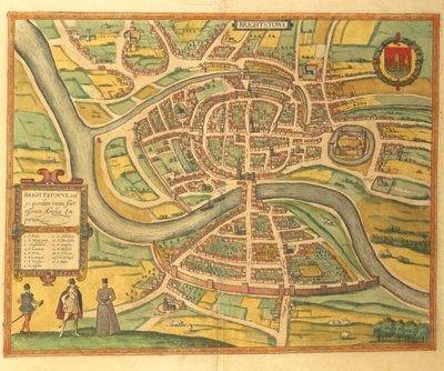 Karta över Bristol från World Cities av Georg Braun av Georg Braun and Hogenberg Franz