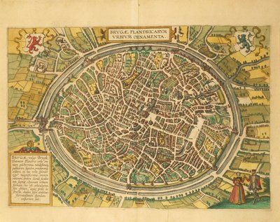 Karta över Brygge från världsstäder av Georg Braun av Georg Braun and Hogenberg Franz