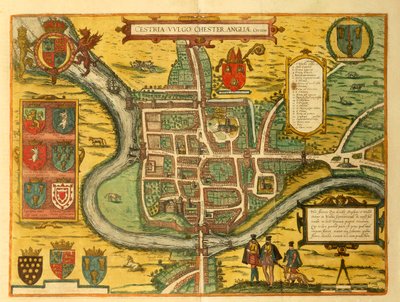 Karta över Chester från Cities of the World av Georg Braun av Georg Braun and Hogenberg Franz