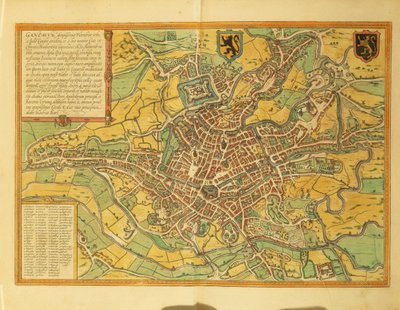 Karta över Gent, Gand från världsstäder av Georg Braun av Georg Braun and Hogenberg Franz