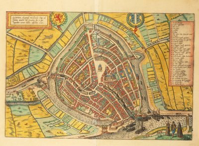Karta över Gouda från World Cities av Georg Braun av Georg Braun and Hogenberg Franz