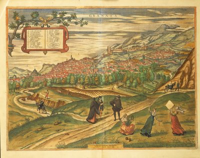 Karta över Granada från världskarta av Georg Braun av Georg Braun and Hogenberg Franz