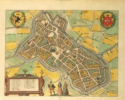 Karta över Lille från World Cities av Georg Braun av Georg Braun and Hogenberg Franz