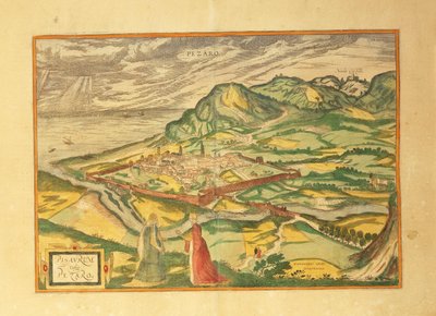 Karta över Pesaro från Cities of the World av Georg Braun av Georg Braun and Hogenberg Franz