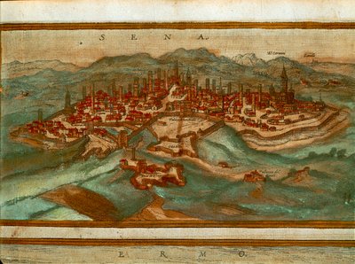 Karta över Siena, från Cities of the World av Georg Braun av Georg Braun and Hogenberg Franz