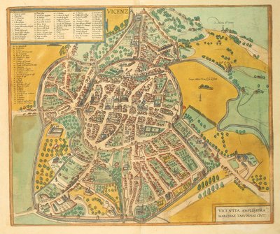 Karta över Vicenza från USA av Georg Braun av Georg Braun and Hogenberg Franz