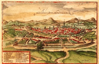 Montpellier, Frankrike av Georg and Hogenberg Franz (1535 90) Braun