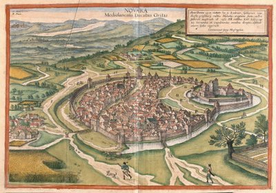 Novara, regionen Piemont, Italien (gravyr av Georg Braun and Hogenberg Franz