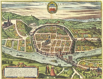 Saintes, Frankrike av Georg and Hogenberg Franz (1535 90) Braun