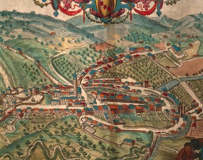 Serravalle Scrivia från Cities of the World av Georg Braun av Georg Braun and Hogenberg Franz