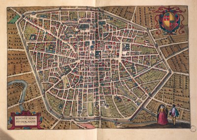 Staden Bologna, från, Cities of the World av Georg Braun av Georg Braun and Hogenberg Franz
