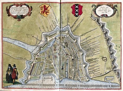 Amsterdam, Nederländerna (gravyr av Georg Braun and Hogenberg Franz