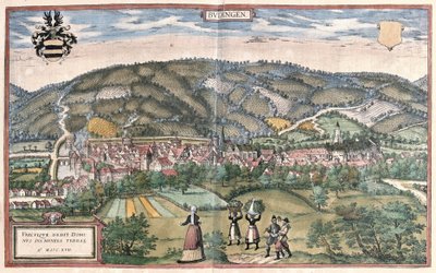 Budingen (Hessen), Tyskland (gravyr av Georg Braun and Hogenberg Franz