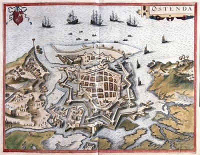Oostende, Belgien (gravyr av Georg Braun and Hogenberg Franz