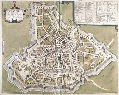 Padua, Veneto-regionen, Italien (gravyr av Georg Braun and Hogenberg Franz